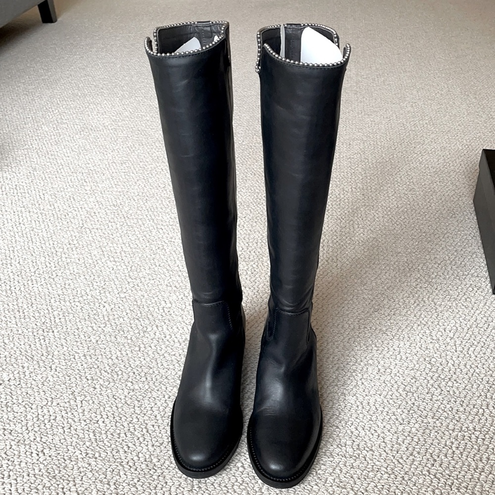 Via Roma 15 (Italy) studded knee high boots. Black